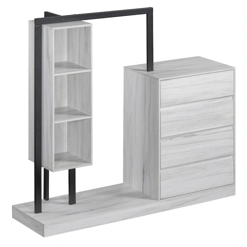 Armoire autonome avec 4 tiroirs, 3 étagères et une tringle de suspension