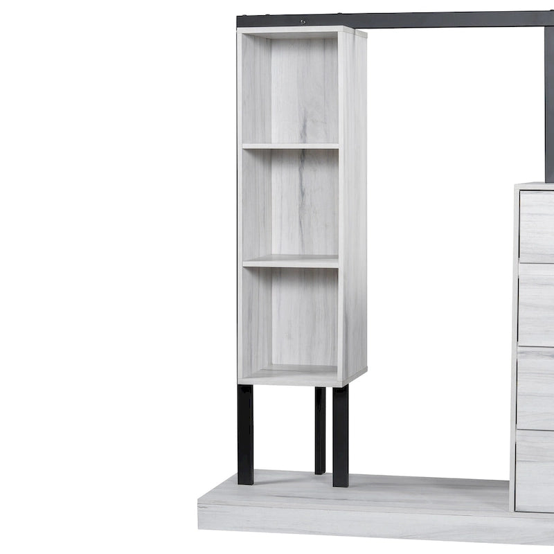 Armoire autonome avec 4 tiroirs, 3 étagères et une tringle de suspension
