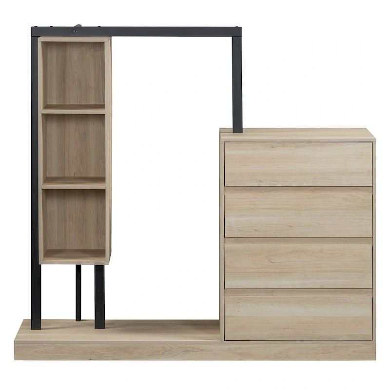 Armoire autonome avec 4 tiroirs, 3 étagères et une tringle de suspension