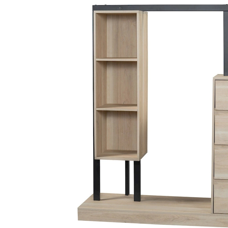 Armoire autonome avec 4 tiroirs, 3 étagères et une tringle de suspension