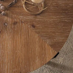 Table basse ronde avec plateau en bois et pieds croisés en métal