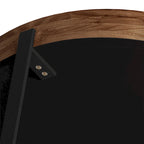 Table basse ronde avec plateau en bois et pieds croisés en métal