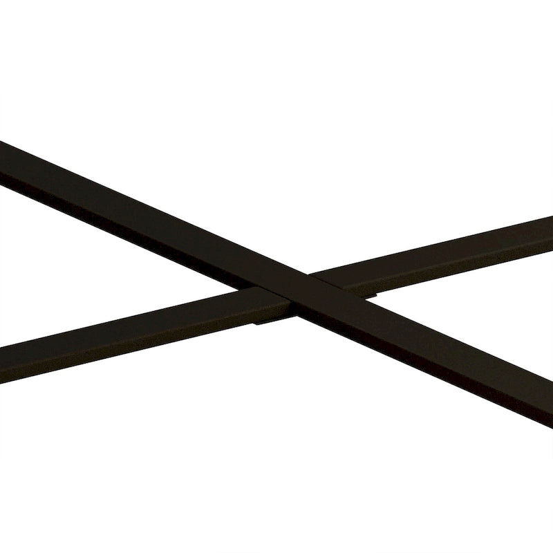 Table basse ronde avec plateau en bois et pieds croisés en métal