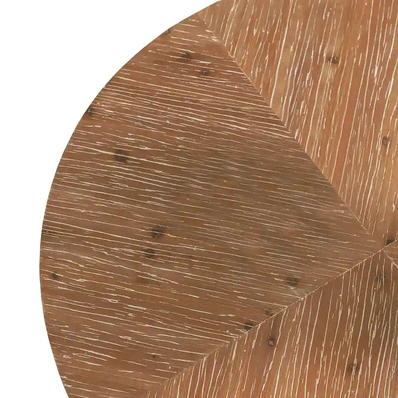 Table basse ronde avec plateau en bois et pieds croisés en métal