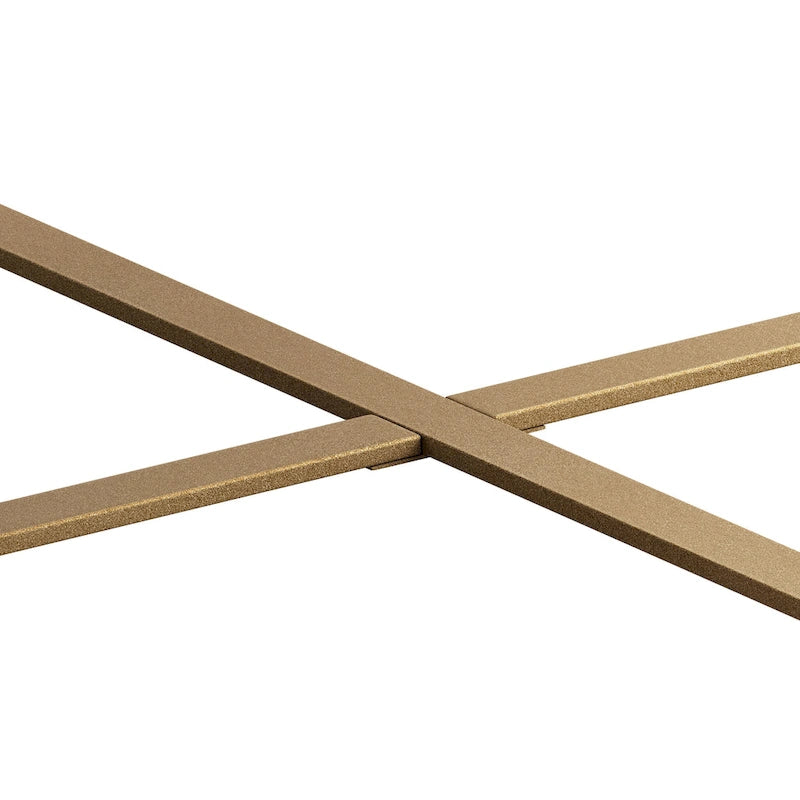 Table basse ronde avec plateau en bois et pieds croisés en métal