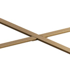 Table basse ronde avec plateau en bois et pieds croisés en métal