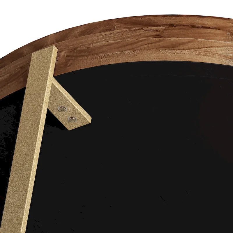 Table basse ronde avec plateau en bois et pieds croisés en métal