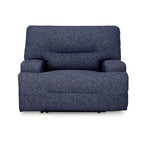 Fauteuil inclinable électrique à siège large, polyester bleu marine