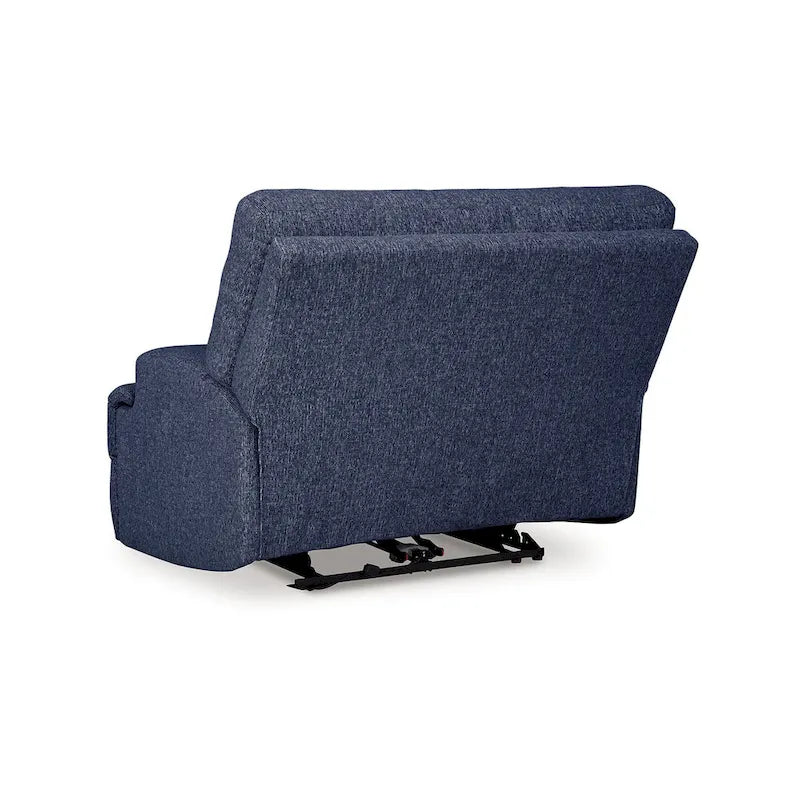Fauteuil inclinable électrique à siège large, polyester bleu marine