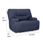 Fauteuil inclinable électrique à siège large, polyester bleu marine
