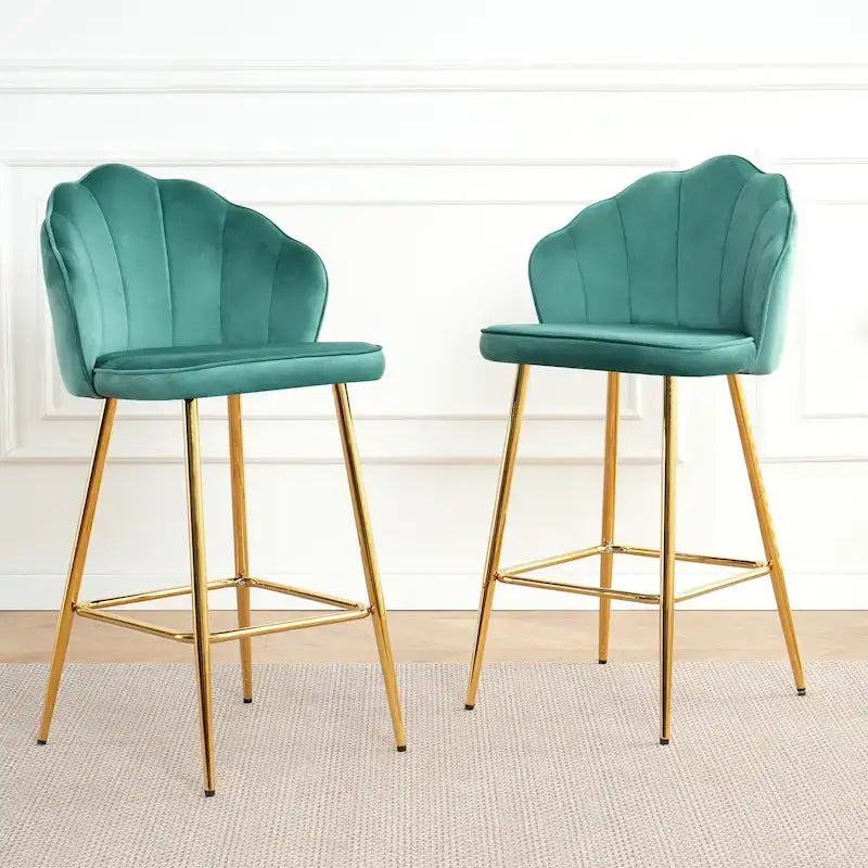 Lot de 2 tabourets de bar rembourrés, chaises hauteur comptoir avec pieds en métal et repose-pieds