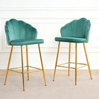 Lot de 2 tabourets de bar rembourrés, chaises hauteur comptoir avec pieds en métal et repose-pieds