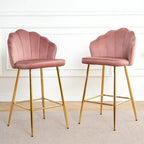 Lot de 2 tabourets de bar rembourrés, chaises hauteur comptoir avec pieds en métal et repose-pieds