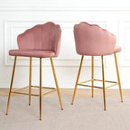Lot de 2 tabourets de bar rembourrés, chaises hauteur comptoir avec pieds en métal et repose-pieds