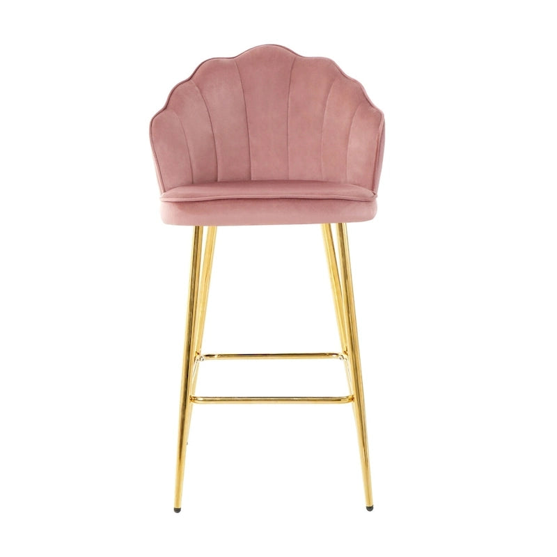 Lot de 2 tabourets de bar rembourrés, chaises hauteur comptoir avec pieds en métal et repose-pieds