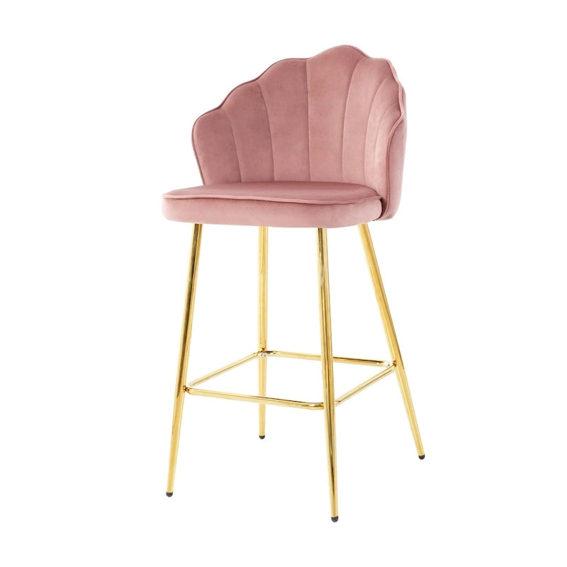 Lot de 2 tabourets de bar rembourrés, chaises hauteur comptoir avec pieds en métal et repose-pieds
