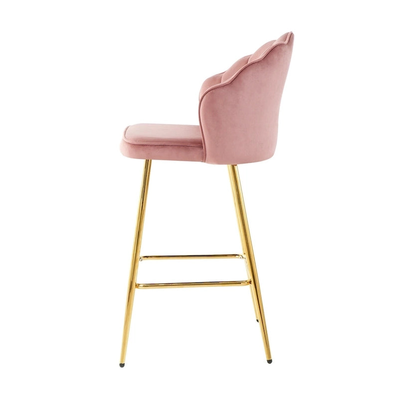 Lot de 2 tabourets de bar rembourrés, chaises hauteur comptoir avec pieds en métal et repose-pieds