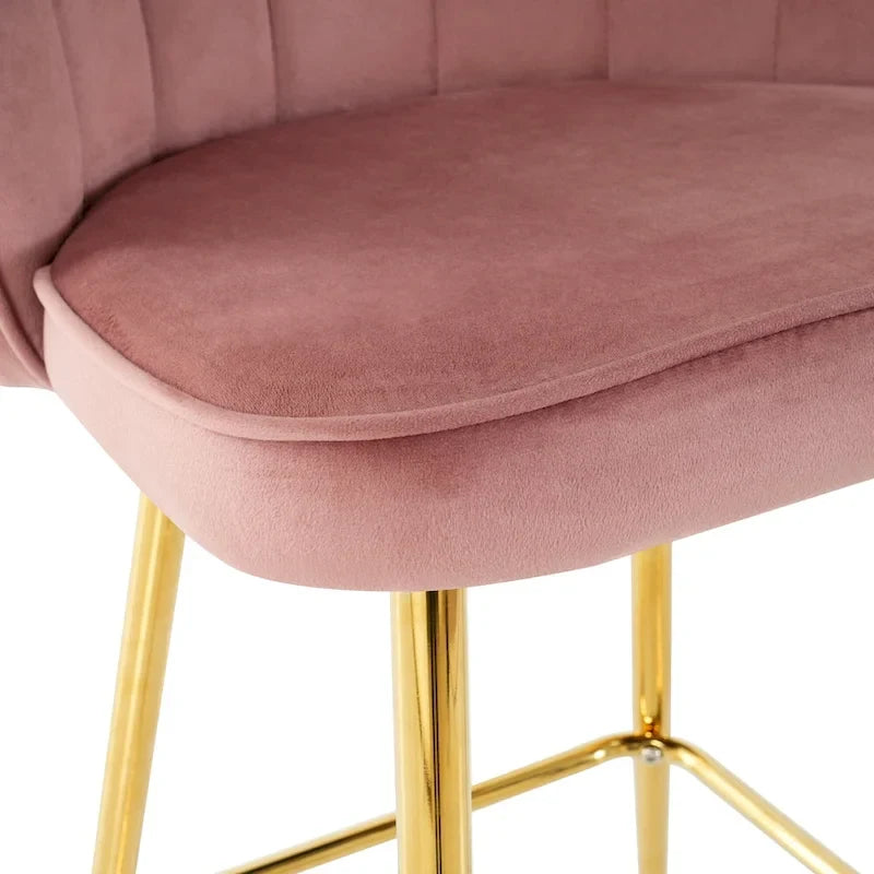 Lot de 2 tabourets de bar rembourrés, chaises hauteur comptoir avec pieds en métal et repose-pieds