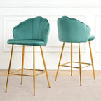 Lot de 2 tabourets de bar rembourrés, chaises hauteur comptoir avec pieds en métal et repose-pieds