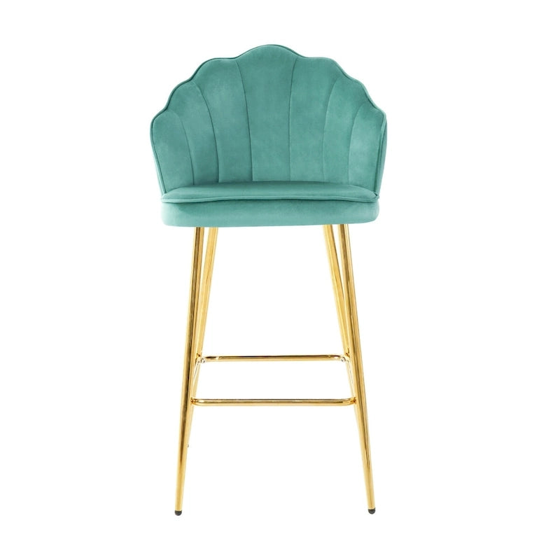 Lot de 2 tabourets de bar rembourrés, chaises hauteur comptoir avec pieds en métal et repose-pieds