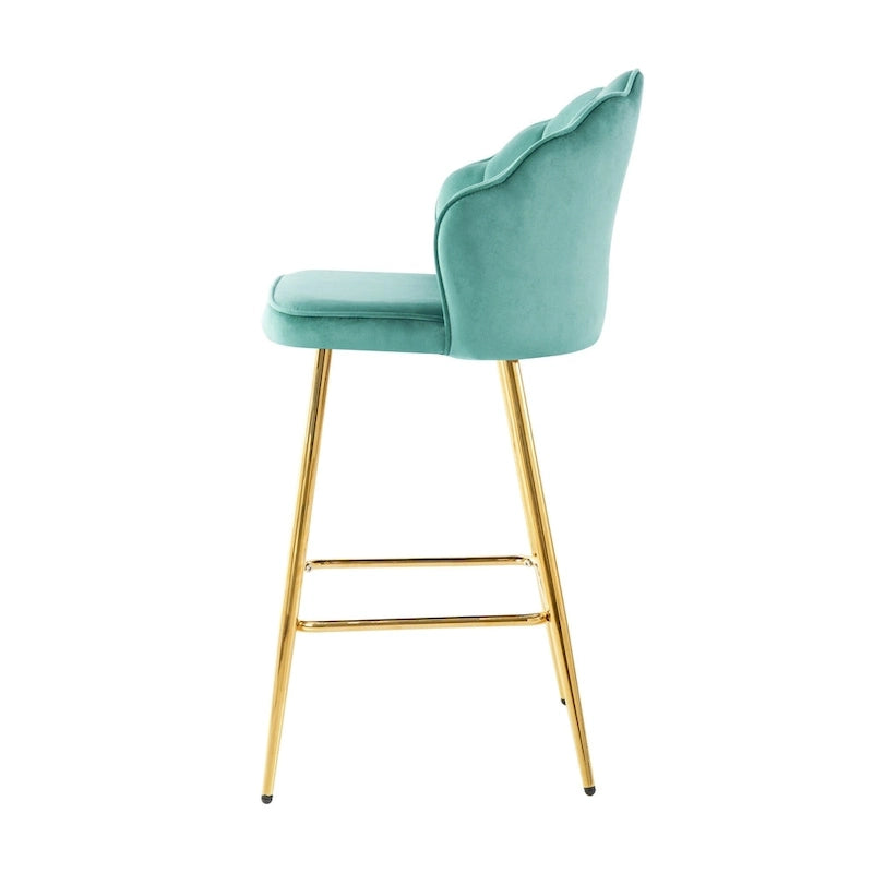 Lot de 2 tabourets de bar rembourrés, chaises hauteur comptoir avec pieds en métal et repose-pieds