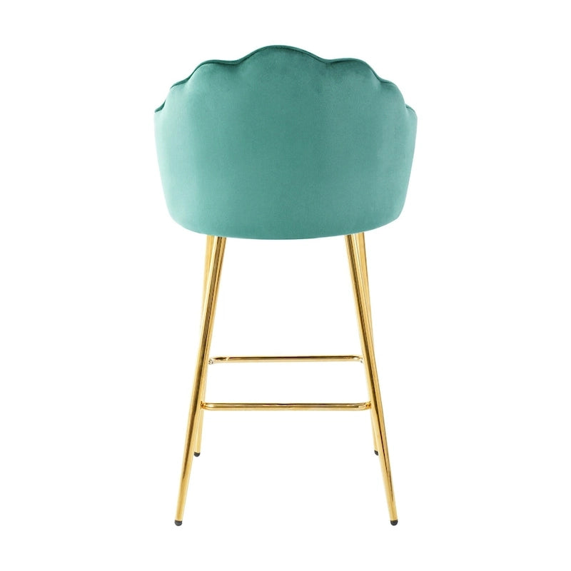Lot de 2 tabourets de bar rembourrés, chaises hauteur comptoir avec pieds en métal et repose-pieds