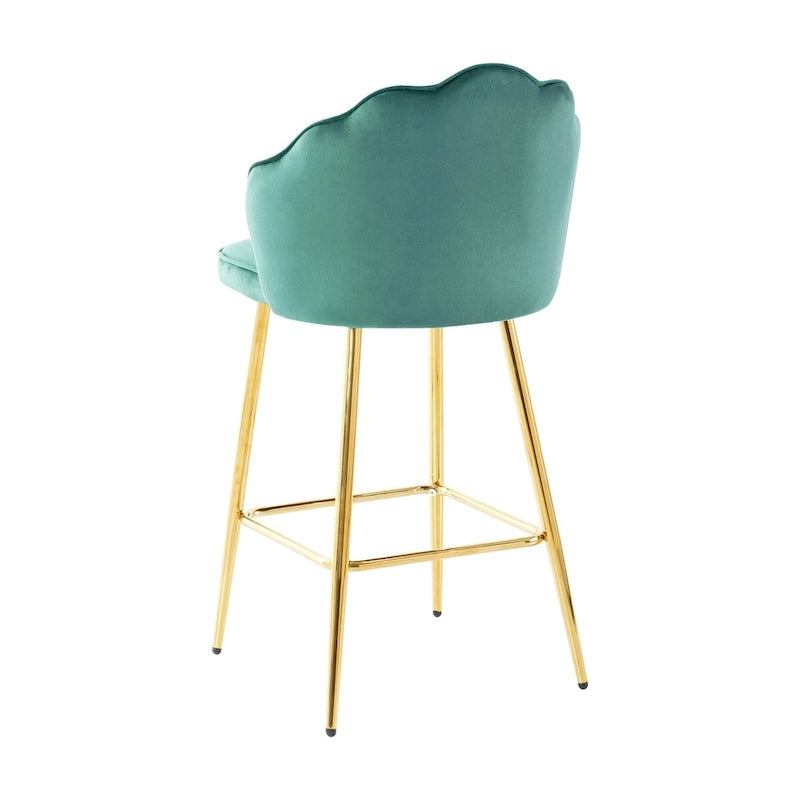 Lot de 2 tabourets de bar rembourrés, chaises hauteur comptoir avec pieds en métal et repose-pieds