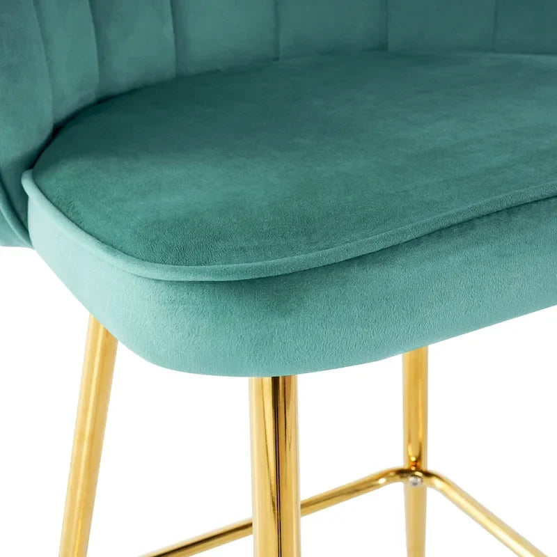 Lot de 2 tabourets de bar rembourrés, chaises hauteur comptoir avec pieds en métal et repose-pieds