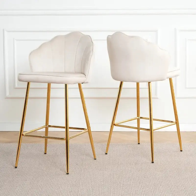 Lot de 2 tabourets de bar rembourrés, chaises hauteur comptoir avec pieds en métal et repose-pieds