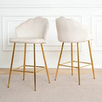 Lot de 2 tabourets de bar rembourrés, chaises hauteur comptoir avec pieds en métal et repose-pieds