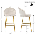 Lot de 2 tabourets de bar rembourrés, chaises hauteur comptoir avec pieds en métal et repose-pieds