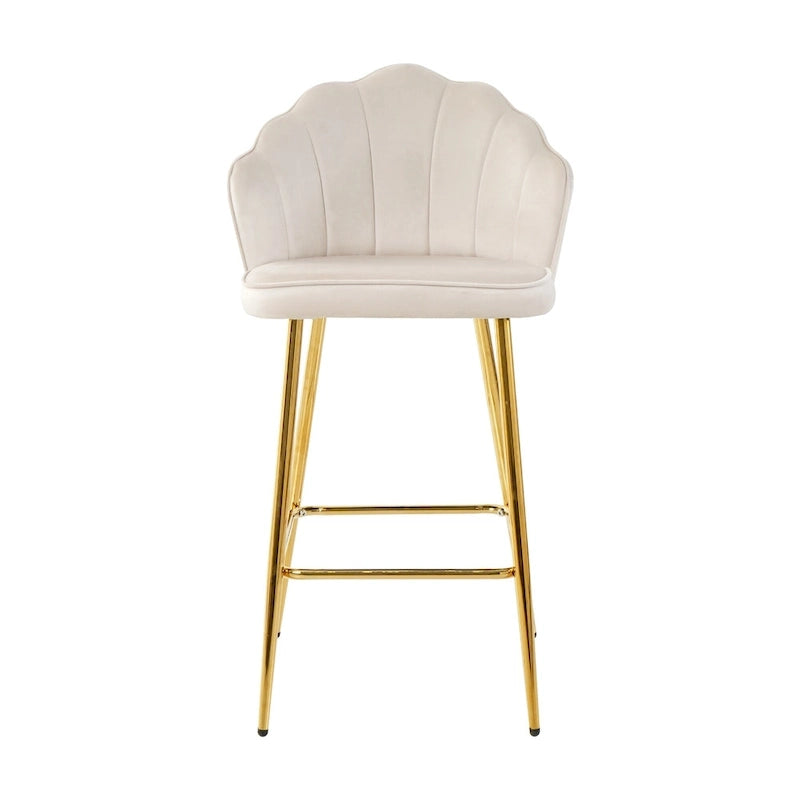 Lot de 2 tabourets de bar rembourrés, chaises hauteur comptoir avec pieds en métal et repose-pieds