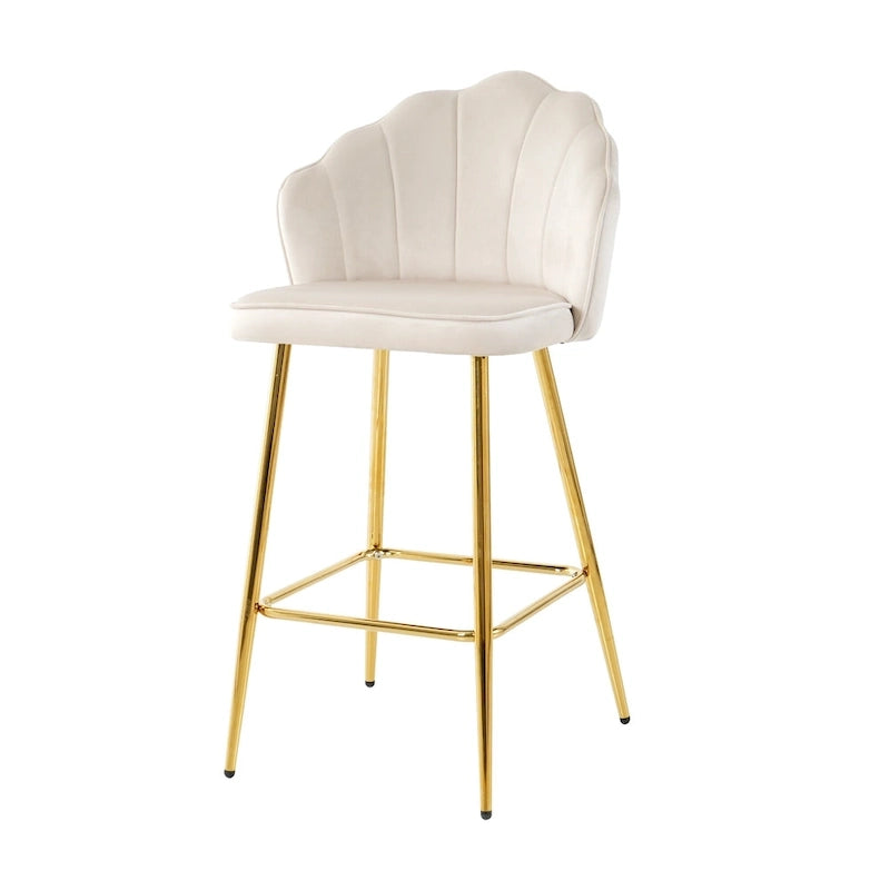 Lot de 2 tabourets de bar rembourrés, chaises hauteur comptoir avec pieds en métal et repose-pieds