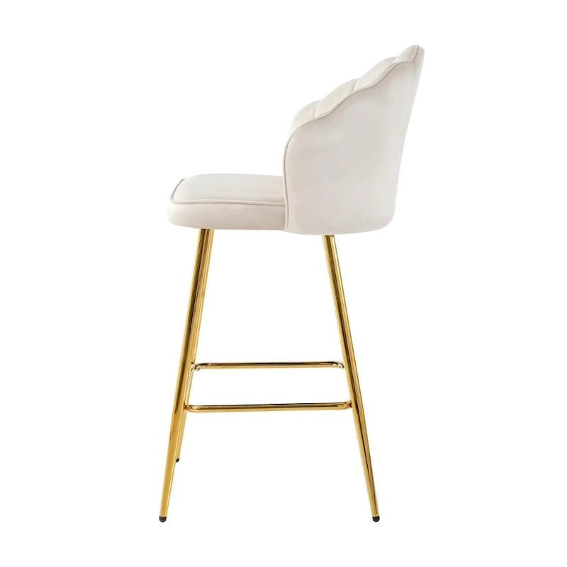 Lot de 2 tabourets de bar rembourrés, chaises hauteur comptoir avec pieds en métal et repose-pieds