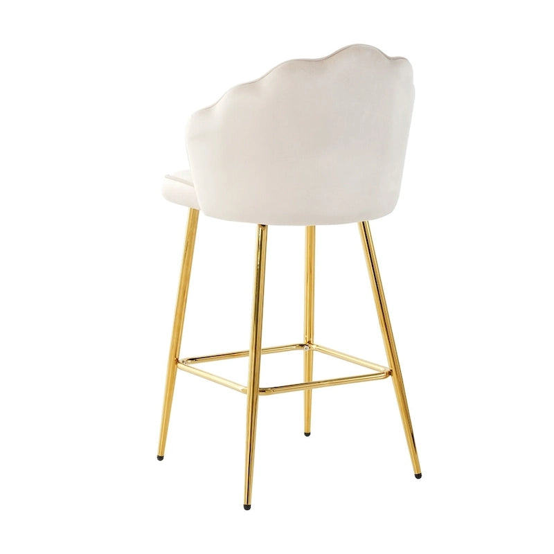 Lot de 2 tabourets de bar rembourrés, chaises hauteur comptoir avec pieds en métal et repose-pieds