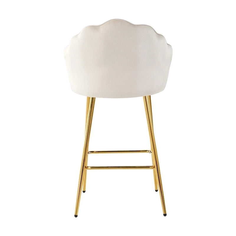 Lot de 2 tabourets de bar rembourrés, chaises hauteur comptoir avec pieds en métal et repose-pieds