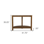 Console demi-lune de 42 pouces avec plateau en similicuir marbre et base en bois