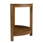 Console demi-lune de 42 pouces avec plateau en similicuir marbre et base en bois