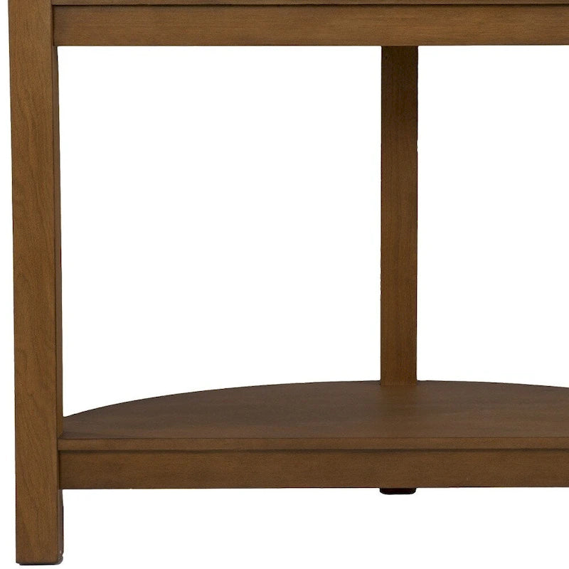 Console demi-lune de 42 pouces avec plateau en similicuir marbre et base en bois