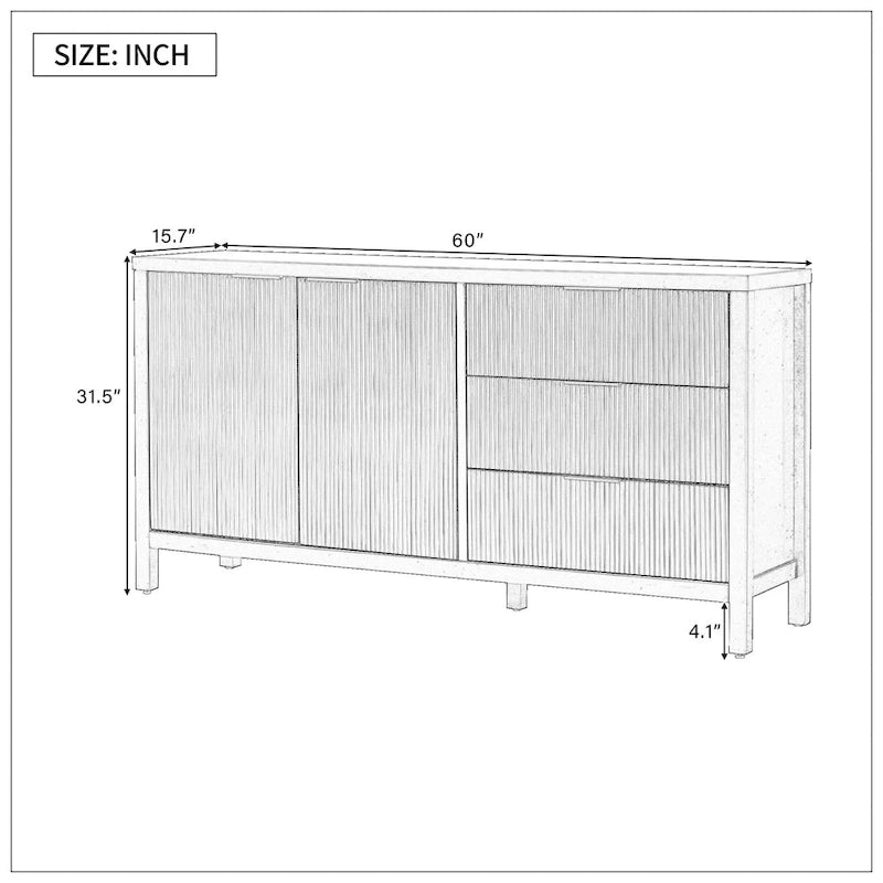 Buffet à motif ondulé avec rangement