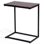 Table d'appoint en C avec structure en acier – 55,9 x 35,6 x 66 cm, Noyer