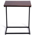 Table d'appoint en C avec structure en acier – 55,9 x 35,6 x 66 cm, Noyer