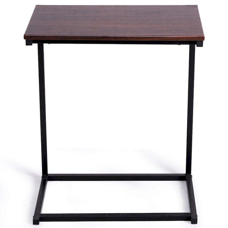 Table d'appoint en C avec structure en acier – 55,9 x 35,6 x 66 cm, Noyer