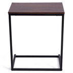 Table d'appoint en C avec structure en acier – 55,9 x 35,6 x 66 cm, Noyer