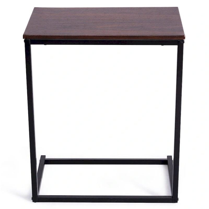 Table d'appoint en C avec structure en acier – 55,9 x 35,6 x 66 cm, Noyer