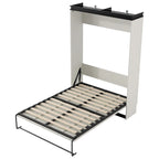 Lit escamotable grand format avec étagères de rangement, armoire et bureau intégré
