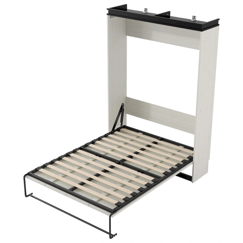 Lit escamotable grand format avec étagères de rangement, armoire et bureau intégré