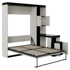 Lit escamotable grand format avec étagères de rangement, armoire et bureau intégré