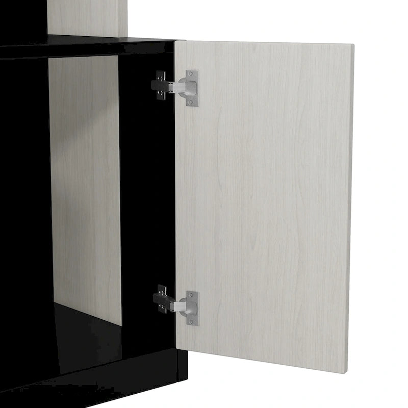 Lit escamotable grand format avec étagères de rangement, armoire et bureau intégré