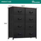 Commode en tissu à 8 tiroirs avec cadre en acier et plateau en bois